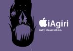  absurdres apple_inc. character_name digital_media_player faceless flat_color goshiki_agiri high_contrast highres ipod ipod_ad kill_me_baby midorigunso3 monochrome open_hand purple_background simple_background solo upside-down waving 