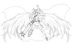  cape deku_(pixiv26269) long_hair looking_at_viewer monochrome open_mouth reiuji_utsuho simple_background solo touhou white_background wings 