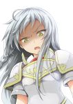  1girl absurdres angry armor d: emilia_justina grey_hair hataraku_maou-sama! highres oozora_itsuki open_mouth tagme yellow_eyes yusa_emi 