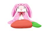  :x animal_costume bunny bunny_costume bunnysuit carrot hood lilac_(artist) no_humans original pillow rabbit solo white_background 