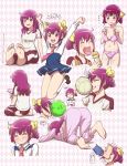  1girl :d \o/ ^_^ alternate_hairstyle argyle argyle_background arms_up ball barefoot blush bowling_ball bra bra_removed closed_eyes feet foot_on_head gym_uniform hair_down hair_dryer happy highres hoshizora_miyuki kise_yayoi lingerie long_hair multiple_girls necktie o3o open_mouth outstretched_arms pajamas panties pantyshot pink_bra pink_panties precure school_uniform short_hair smile smile_precure! tears tongue tongue_out top-down_bottom-up track_pants underwear underwear_only volleyball volternative wavy_mouth wet 