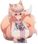  animal_ears cream_(nipakupa) fox_ears fox_tail hands_in_sleeves multiple_tails simple_background smile solo tail touhou white_background yakumo_ran 