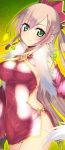  blonde_hair blush breasts character_request copyright_request earrings green_eyes hair_ornament hoop_earrings jewelry kashiwamochi_yomogi long_hair looking_at_viewer mole smile solo 