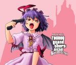  bat_wings fang fangs grand_theft_auto gun gun_to_head hat highres kato_(artist) parody purple_hair red_eyes remilia_scarlet revision short_hair solo tongue touhou weapon wings 