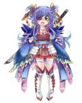 blue_hair copyright_request eyepatch green_eyes highres long_hair looking_at_viewer open_mouth solo sumitaso sword weapon 