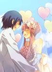  1girl angel_beats! balloon blue_hair blush bride closed_eyes couple dress eyes_closed good_end happy heart hinata_(angel_beats!) kina_(milele) long_hair pink_hair revision smile spoilers wedding_dress yui_(angel_beats!) 