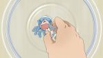  &gt;_&lt; animated animated_gif blue_hair bottle bowl bracelet chibi fingers glass hand hands hat ikamusume jewelry long_hair mini-ikamusume minigirl shinryaku!_ikamusume squid_girl tantrum tentacle tentacle_hair 