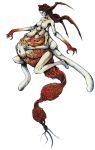  claws eve_(parasite_eve) extra_arms holding_stomach horns long_hair monster_girl nomura_tetsuya official_art pale_skin parasite_eve pregnant red_hair redhead solo veins 