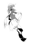  copyright_request highres iyakun long_hair looking_back monochrome scarf simple_background solo white_background 
