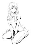  breasts hikapan long_hair monochrome original simple_background solo white_background 