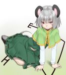  animal_ears blush capelet dowsing_rod highres kasei_(xyz) looking_at_viewer mouse_ears mouse_tail nazrin red_eyes short_hair silver_hair skirt solo tail touhou 