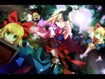  :&lt; alice_margatroid blonde_hair blue_eyes capelet doll forest gloves green_eyes hairband highres lance long_hair mephist-pheles nature open_mouth polearm shanghai shield short_hair solo sword touhou weapon 
