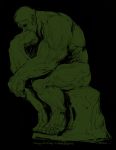  arm_support fine_art_parody green hulk kazeco male marvel parody short_hair sitting solo the_thinker 