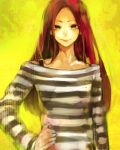  hand_on_hip long_hair nail_polish original red_hair redhead solo striped striped_sweater sweater tcb trap 
