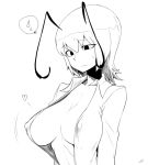  antennae breasts bust face heart large_breasts monochrome no_bra open_clothes open_shirt simple_background solo space_jin spacezin touhou white_background wriggle_nightbug 