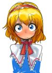  alice_margatroid blonde_hair blue_eyes blush face looking_at_viewer short_hair simple_background solo space_jin spacezin touhou white_background 