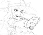  face hat kirisame_marisa mini-hakkero monochrome sketch smile solo space_jin spacezin touhou witch_hat 