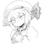  blush face greyscale monochrome remilia_scarlet short_hair simple_background sketch solo space_jin spacezin touhou white_background 