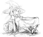  hat kirisame_marisa monochrome simple_background solo space_jin spacezin touhou white_background witch_hat 
