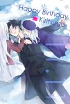  al026 birthday black_hair emiya_kiritsugu family fate/zero fate_(series) father_and_daughter happy_birthday hat husband_and_wife illyasviel_von_einzbern irisviel_von_einzbern long_hair mother_and_daughter pantyhose snow white_hair 