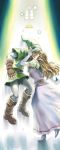  blue_eyes closed_eyes eyes_closed gloves hat highres incipient_kiss link long_hair long_image ocarina_of_time pointy_ears princess_zelda revision tall_image the_legend_of_zelda tiara 