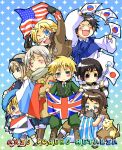  america_(hetalia) axis_powers_hetalia belarus_(hetalia) blush colored greece_(hetalia) highres i! japan_(hetalia) korea_(hetalia) lineart monochrome multiple_boys open_mouth russia_(hetalia) sealand_(hetalia) short_hair smile title_drop united_kingdom_(hetalia) 