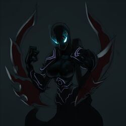  glowing glowing_eyes league_of_legends looking_at_viewer nocturne nocturne_(league_of_legends) simple_background solo space_jin spacezin 