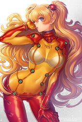  blue_eyes breasts clothed_navel hand_on_leg kinm lips long_hair looking_at_viewer neon_genesis_evangelion orange_hair plugsuit rebuild_of_evangelion shikinami_asuka_langley solo soryu_asuka_langley souryuu_asuka_langley two_side_up very_long_hair 