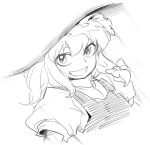  face grin kirisame_marisa monochrome simple_background smile solo space_jin spacezin touhou white_background 