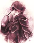  ao2222 armor coat hood incarose monochrome purple red_eyes solo spot_color tales_of_(series) tales_of_hearts 