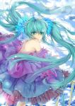  aqua_eyes aqua_hair back cloud clouds dress from_behind hatsune_miku highres hongmao long_hair looking_at_viewer looking_back sky solo twintails very_long_hair vocaloid 