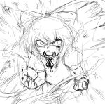  angry blood cirno clenched_hands face monochrome open_mouth ribbon sketch solo space_jin spacezin tears touhou 