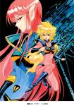  80s agahari blonde_hair bodysuit boots drill_hair elf iczer-1 iczer-2 iczer_(series) long_hair looking_at_viewer multiple_girls oldschool pointy_ears red_eyes smile tatakae!!_iczer-1 title_drop 