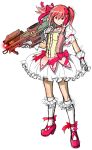  absurdres bow bubble_skirt gloves hair_bow halo_(game) highres kaname_madoka magical_girl mahou_shoujo_madoka_magica pink_eyes pink_hair short_hair short_twintails spartan_laser stealthcat twintails weapon 