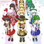  alice_margatroid animal_ears antennae blonde_hair blue_eyes blue_hair blush_stickers bow braid brown_eyes brown_hair cat_ears cirno detached_sleeves dress frills frog fujiwara_no_mokou gohei green_eyes green_hair hair_bobbles hair_bow hair_ornament hair_tubes hairband hakurei_reimu hat houraisan_kaguya ice kaenbyou_rin kagiyama_hina kawashiro_nitori kazami_yuuka kirisame_marisa kisume kochiya_sanae kurodani_yamame long_hair maku_(artist) medicine_melancholy multiple_girls onozuka_komachi oota_jun&#039;ya_(style) oota_jun'ya_(style) parody plaid plaid_skirt remilia_scarlet revision ribbon rumia silver_hair skirt snake star style_parody touhou twintails ufo wings wriggle_nightbug wrist_cuffs yellow_eyes 