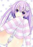  blush choujigen_game_neptune choujigen_game_neptune_mk2 d-pad hair_ornament lavender_hair mikan_no_shiru nepgear panties purple_eyes solo striped striped_legwear striped_panties thigh-highs thighhighs underwear violet_eyes 