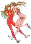  bodysuit brown_hair evangelion:_3.0_you_can_(not)_redo eyepatch glasses hair_ornament hairband makinami_mari_illustrious multiple_girls neon_genesis_evangelion open_mouth orange_hair plugsuit rebuild_of_evangelion shikinami_asuka_langley smile soryu_asuka_langley souryuu_asuka_langley twintails ysnr_(fmn) 