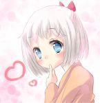  asahi_(ge_nyu) blue_eyes blush character_request copyright_request finger_to_mouth heart short_hair sketch solo sweet_magic_syndrome white_hair 