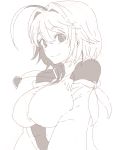  breasts copyright_request kuzu_kow monochrome original real_heaven_emissary short_hair simple_background smile solo white_background 