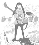  flcl guitar instrument k-on! kuzu_kow long_hair monochrome nakano_azusa pantyhose parody school_uniform skirt solo twintails 