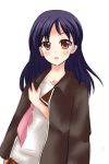  blush brown_eyes jacket long_hair saki school_uniform serafuku simple_background solo spoilers tsujigaito_satoha 