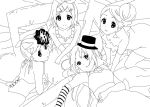  colored don&#039;t_say_&quot;lazy&quot; guppy_(disneyinpark) hatsune_miku k-on! kagamine_len kagamine_rin lineart long_hair looking_at_viewer megurine_luka monochrome multiple_girls parody short_hair smile vocaloid 