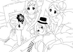  colored don&#039;t_say_&quot;lazy&quot; guppy_(disneyinpark) hatsune_miku k-on! kagamine_len kagamine_rin lineart long_hair looking_at_viewer megurine_luka monochrome multiple_girls parody short_hair smile vocaloid 