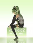  boots character_name detached_sleeves domo1220 green_eyes green_hair hatsune_miku headphones long_hair necktie sitting skirt solo thigh-highs thigh_boots thighhighs vocaloid 