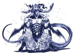  dragon_quest horns monochrome no_humans senomoto_hisashi simple_background tail white_background wings 