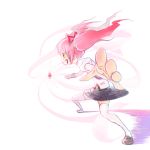  hair_ribbon kaname_madoka mahou_shoujo_madoka_magica nukomasu open_mouth parody pink_eyes pink_hair ribbon school_uniform short_hair short_twintails soul_gem twintails 