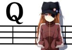  animal_hat badge blue_eyes brown_hair button_badge cat_hat evangelion:_3.0_you_can_(not)_redo eyepatch hands_in_pockets hat neon_genesis_evangelion pins rebuild_of_evangelion shikinami_asuka_langley solo soryu_asuka_langley souryuu_asuka_langley track_jacket ukami 