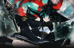  black_hair black_rock_shooter black_rock_shooter_arcana blue_eyes elder_caster hat highres huke long_hair official_art scar solo taiki_(luster) twintails weapon witch_hat 