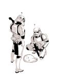  ? aramaki_scaltinof arisu-no-neko armor gun kneeling monochrome multiple_boys one_knee science_fiction soldier star_wars stormtrooper t_(arisu-no-neko) weapon 