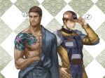  alternate_costume chris_redfield facial_hair hat japanese_clothes kimono multiple_boys narrator_(nobody) piers_nivans resident_evil resident_evil_6 tattoo 